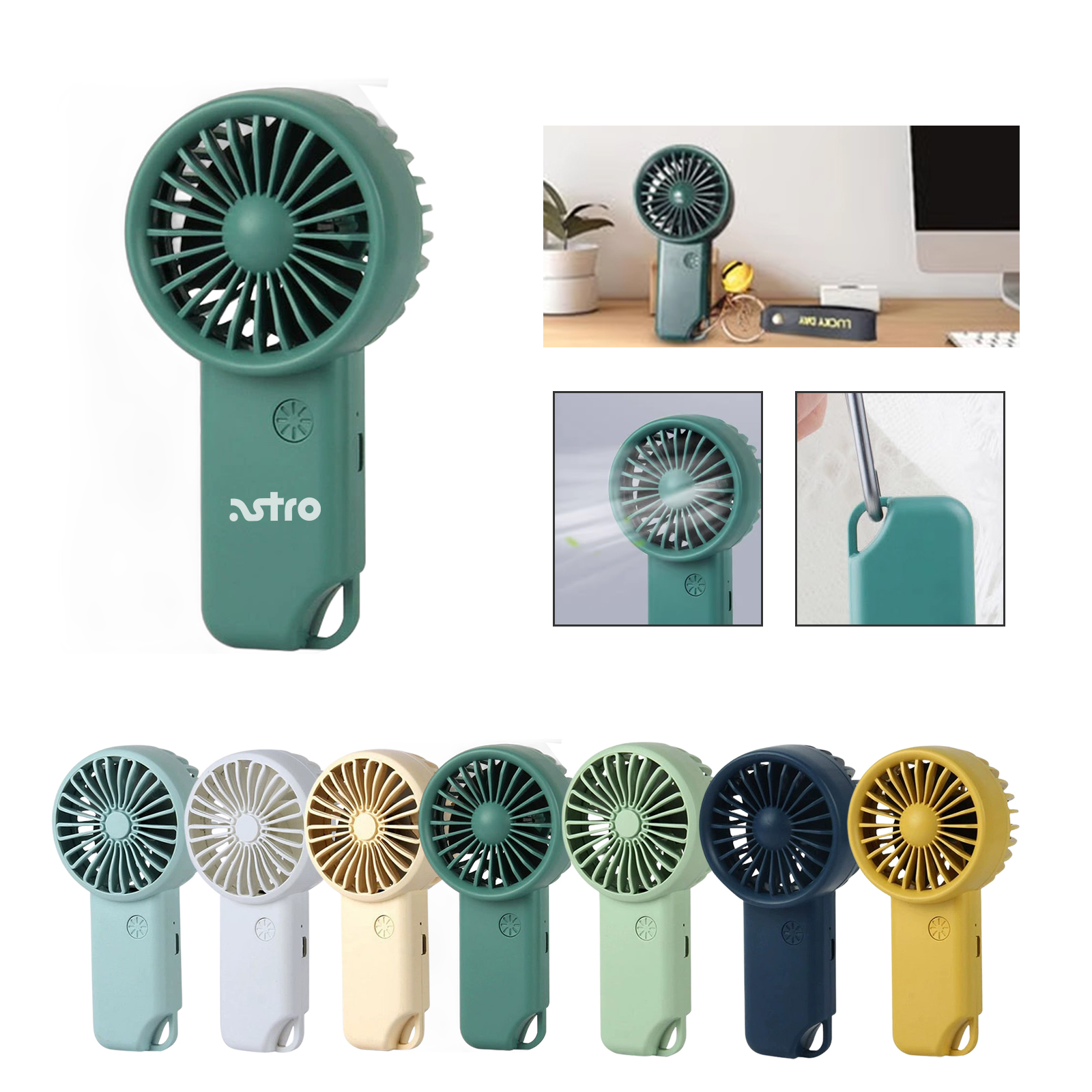 Compact Personal Fan with Carabiner Clip