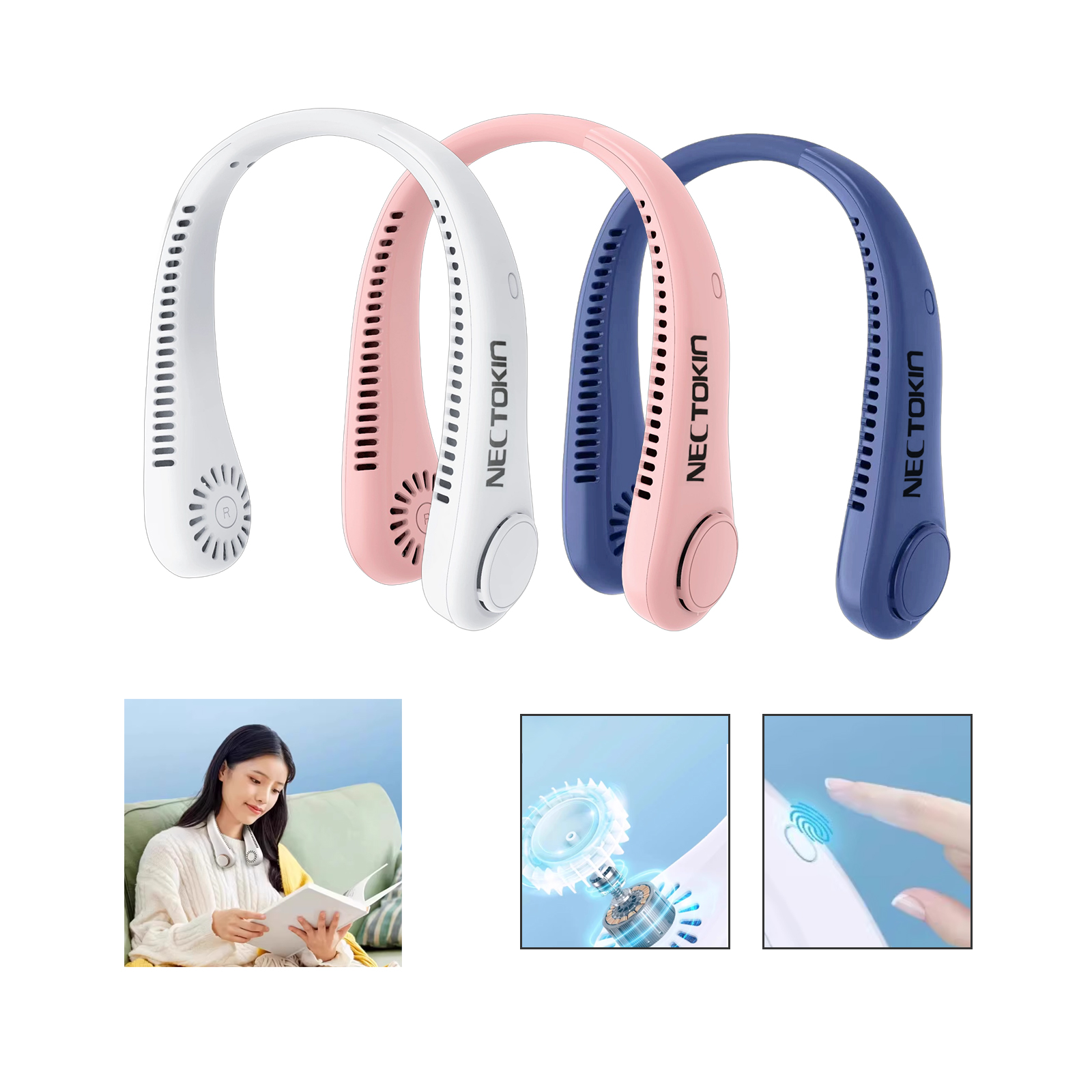 Flexible Hands-Free Neck Fan with Adjustable Speeds