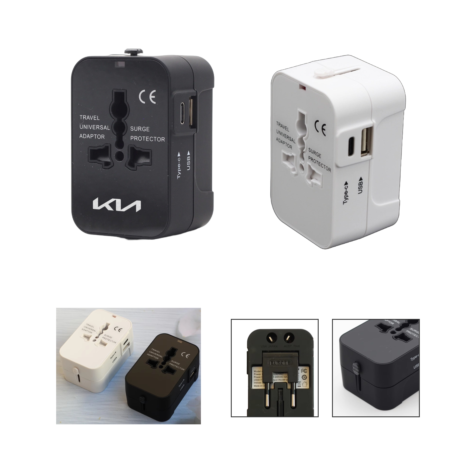 International Travel Power Adapter with Retractable Plugs