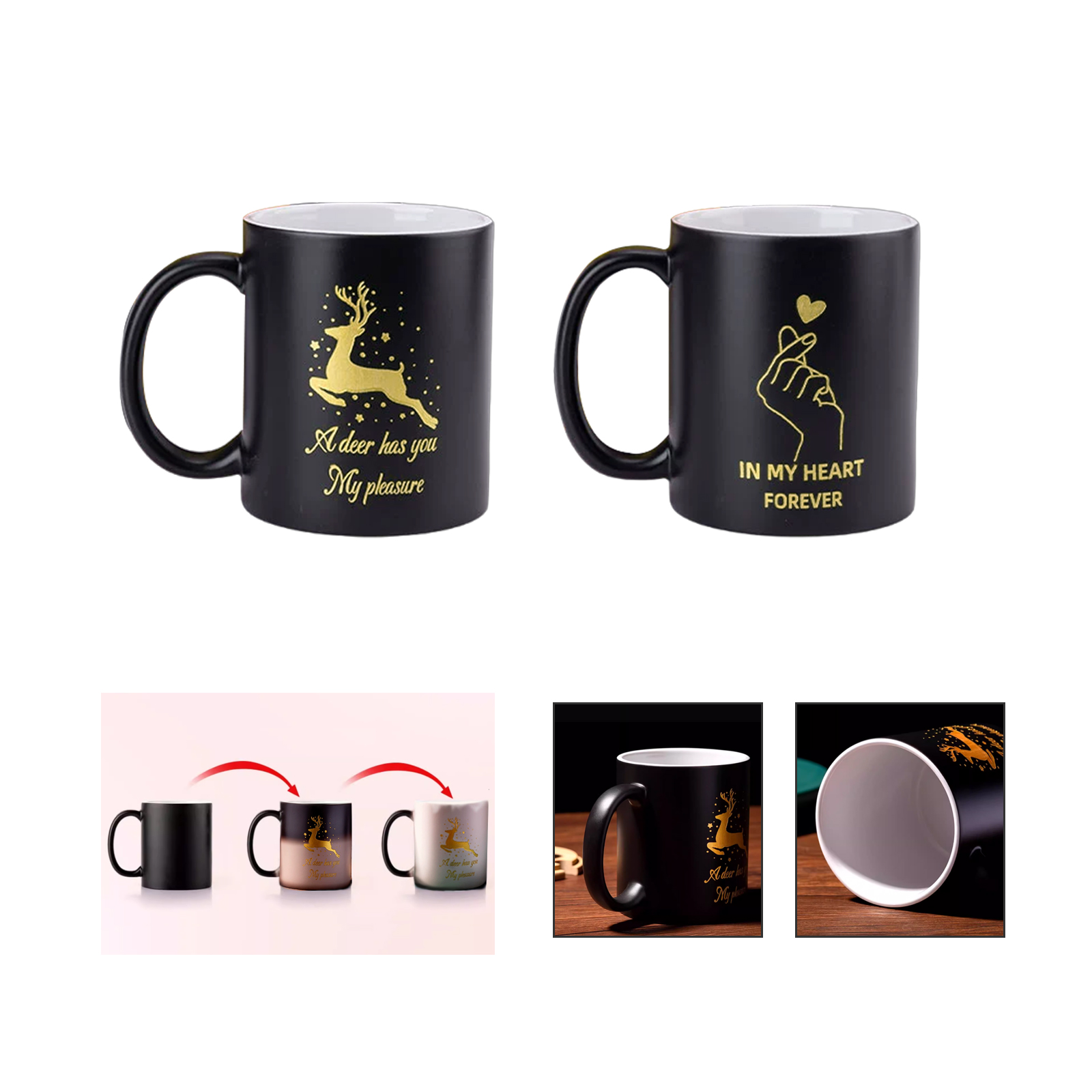 Thermochromatic Ceramic Mug with Ergonomic Handle - 11 Ounce