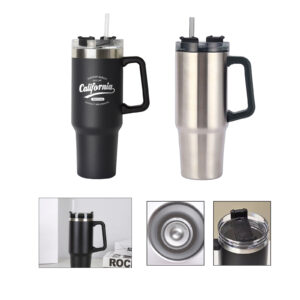 Insulated Stainless Steel Travel Mug with Straw Lid
