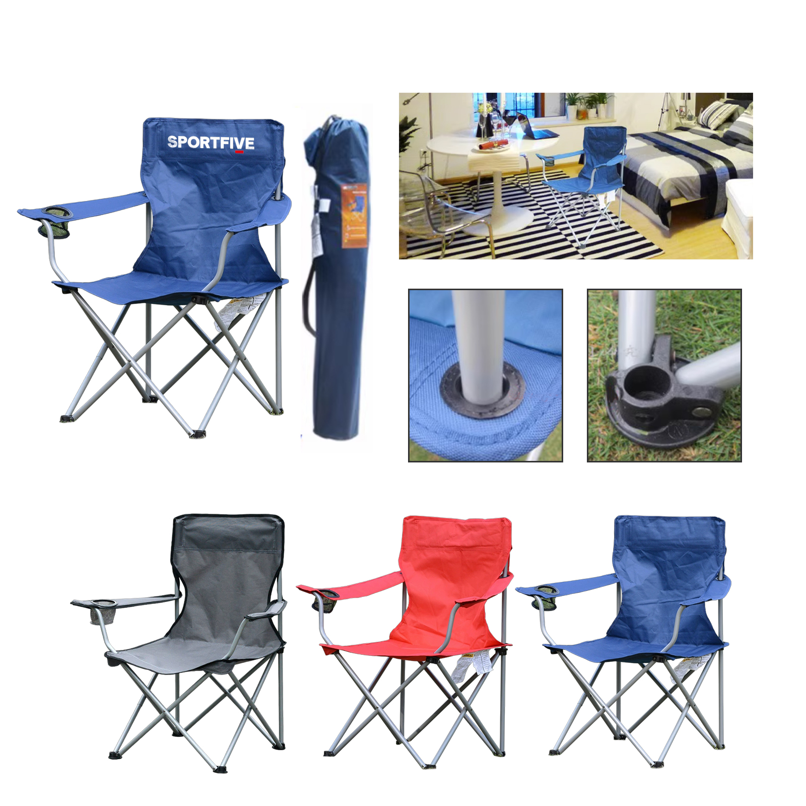 Heavy-Duty Folding Camp Chair with Cup Holders