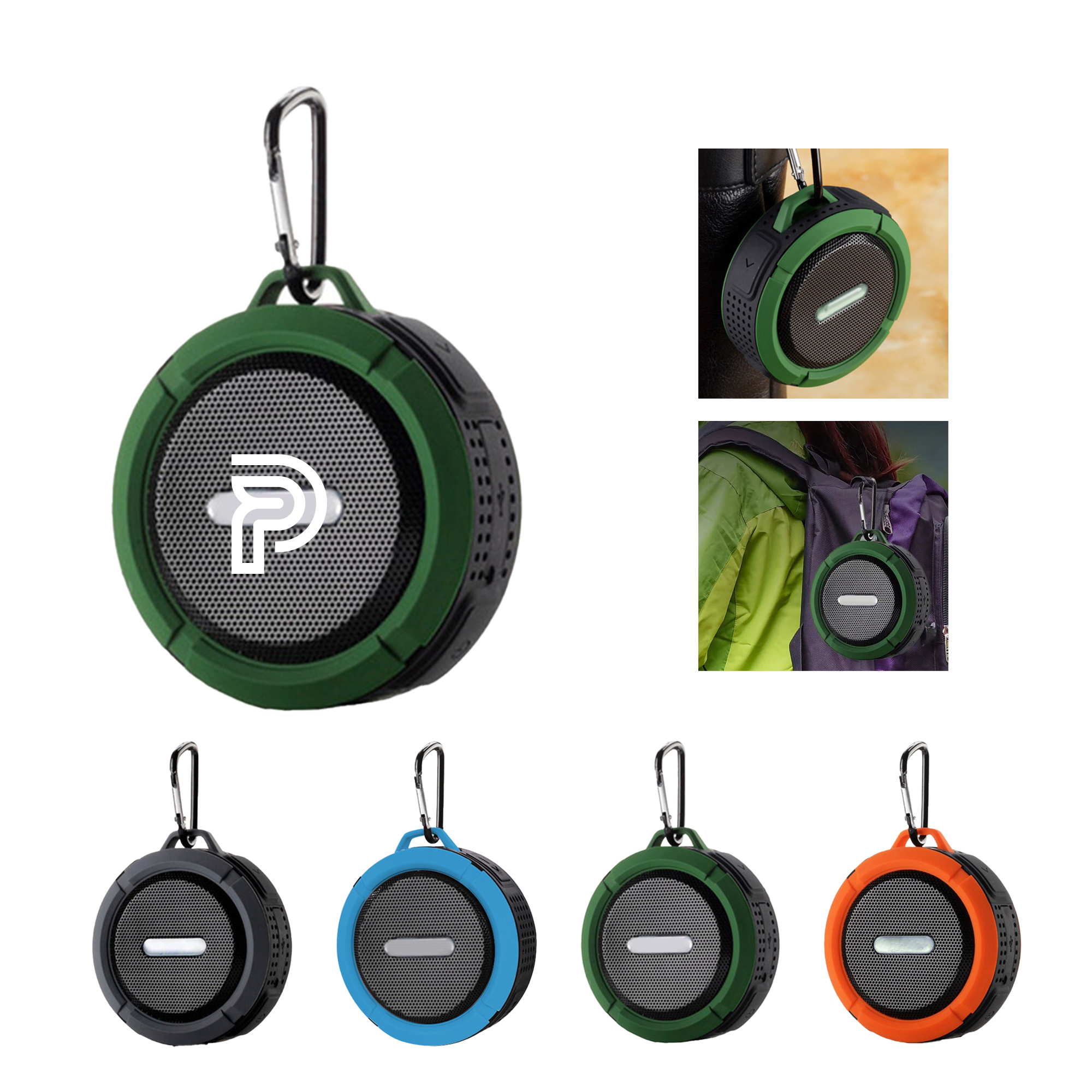 Waterproof Portable Bluetooth Speaker with Carabiner Clip