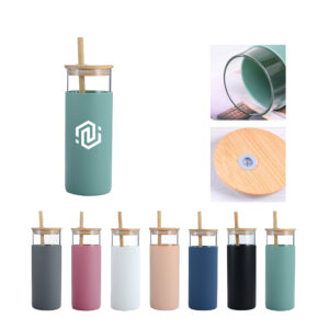 17 Ounce Glass Water Bottle with Bamboo Cover