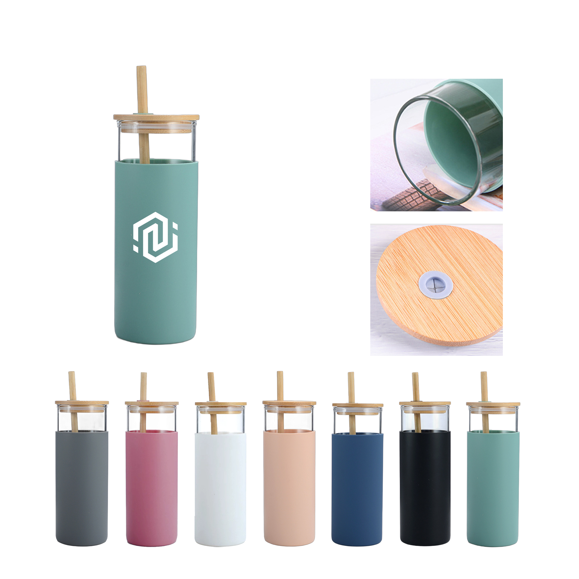 17 Ounce Glass Water Bottle with Bamboo Cover