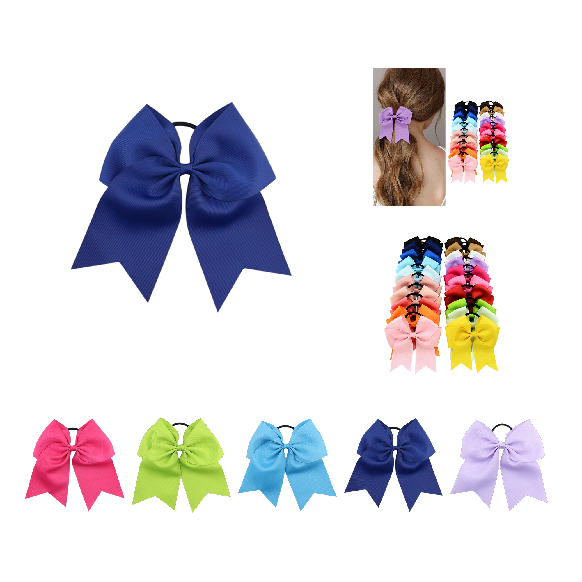 Cheerleader Elastic Hair Tie Bands with Bowknots