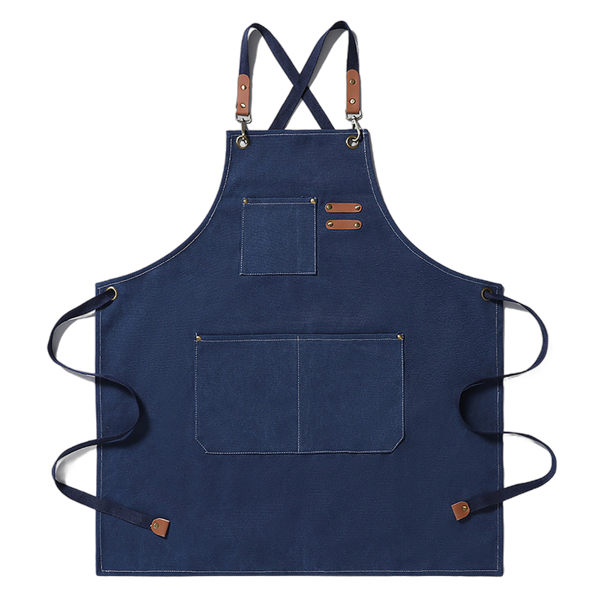 Adjustable Denim Work Apron with Pockets - Image 2